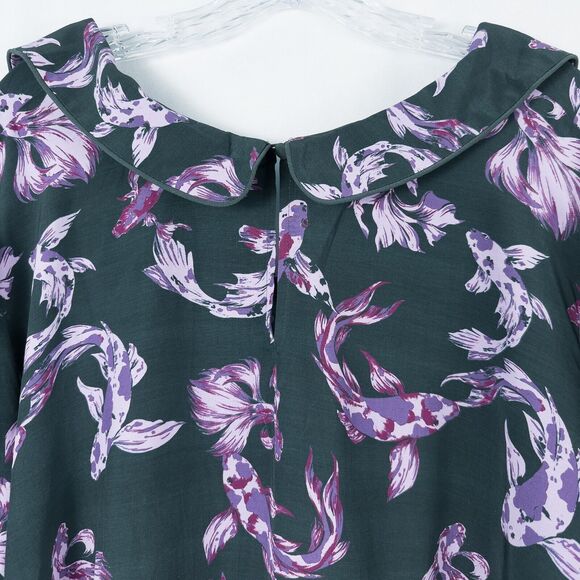 ModCloth Passing Through a Dream Top Emerald Koi Fish Womens 4X Novelty Print - Picture 10 of 13